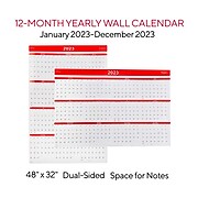 2023 Staples 32" x 48" Wall Calendar, Red/White (ST53911-23)
