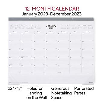 2023 Staples 22" x 17" Desk Pad Calendar, Gray (ST59701-23)