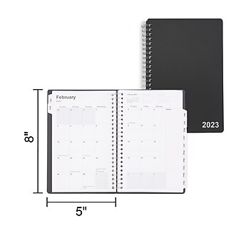 2023 Staples 5" x 8" Weekly & Monthly Planner, Black (ST21490-23)