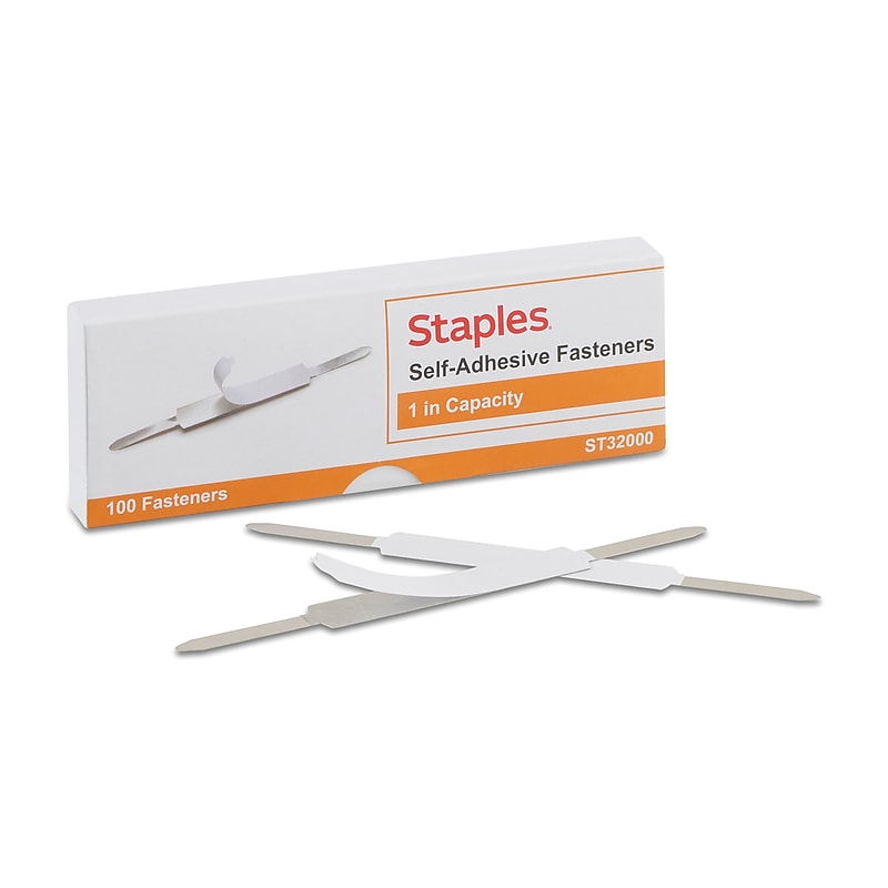 Staples Premium Enameled Prong Fasteners, 1" Capacity, Brown, 100/Box (ST32000) image 1