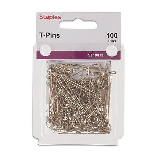 Staples T Pins, 1.5", 100/Pack (10819CC) Staples