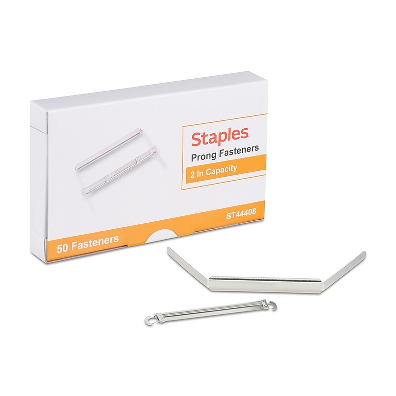 Staples® Prong Fasteners, 2 "W Capacity, Silver, 50/Pack (44408) image 1
