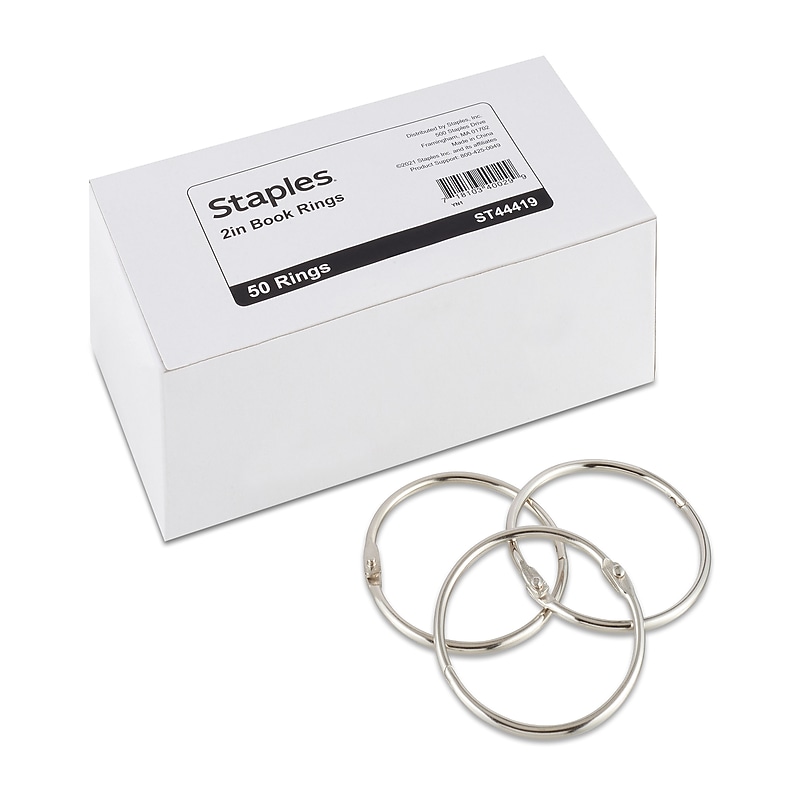 Staples Book Rings, 2", Silver, 50/Pack (44419) image 1