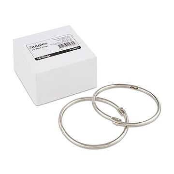 Staples Loose Leaf Book Rings, 3", Silver, 10/Pack (44417)