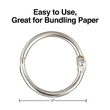 Staples Book Rings, 1", Silver, 100/Pack (44418)