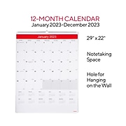 2023 Staples 29" x 22" Wall Calendar, White/Red (ST53914-23)
