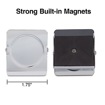 Staples Magnetic Clips, 1.75"W, Silver, 3/Pack (10596)