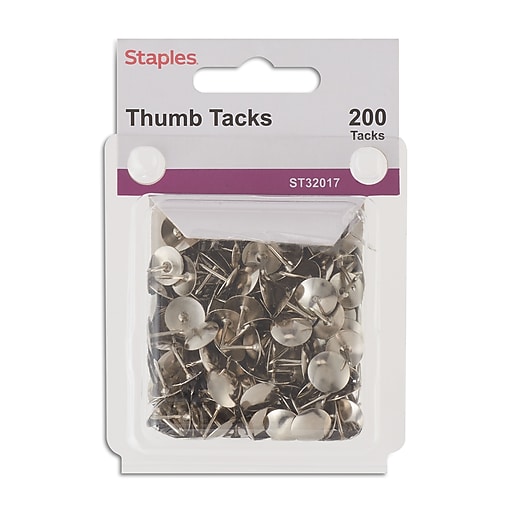 Staples Tacks, Nickel, 200/Pack (32017) Staples