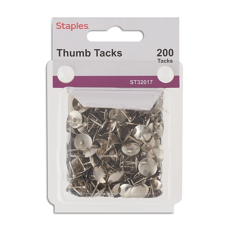 Staples Tacks, Nickel, 200/Pack (32017) image 1