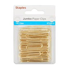 Staples Jumbo Paper Clips, Gold, 100/Pack (32012) | Staples