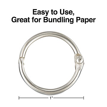 Staples Book Rings, 1", Silver, 16/Pack (32007)
