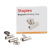 Staples Magnetic Clips, 2.25"W, Silver, 12/Pack (17695)
