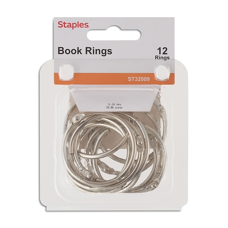 Staples 1.5" Book Rings, Silver, 12/Pack (32009-CC) image 1