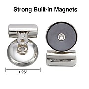 Staples Magnetic Bulldog Clips, 1.25"W, Metallic, 18/Pack (17694)