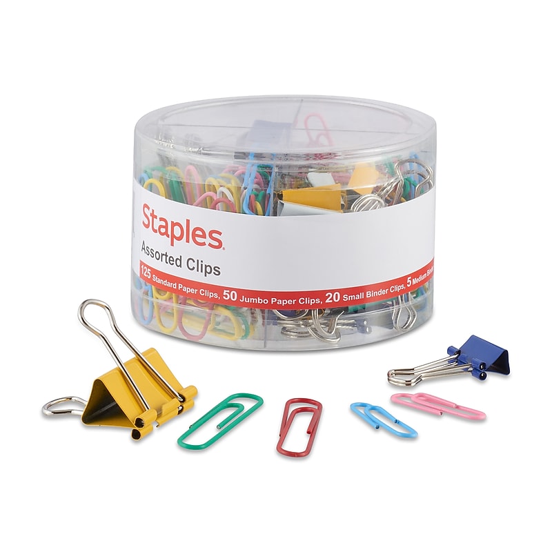 Staples Essentials Value Pack, 200 Assorted Clips (39251) image 1