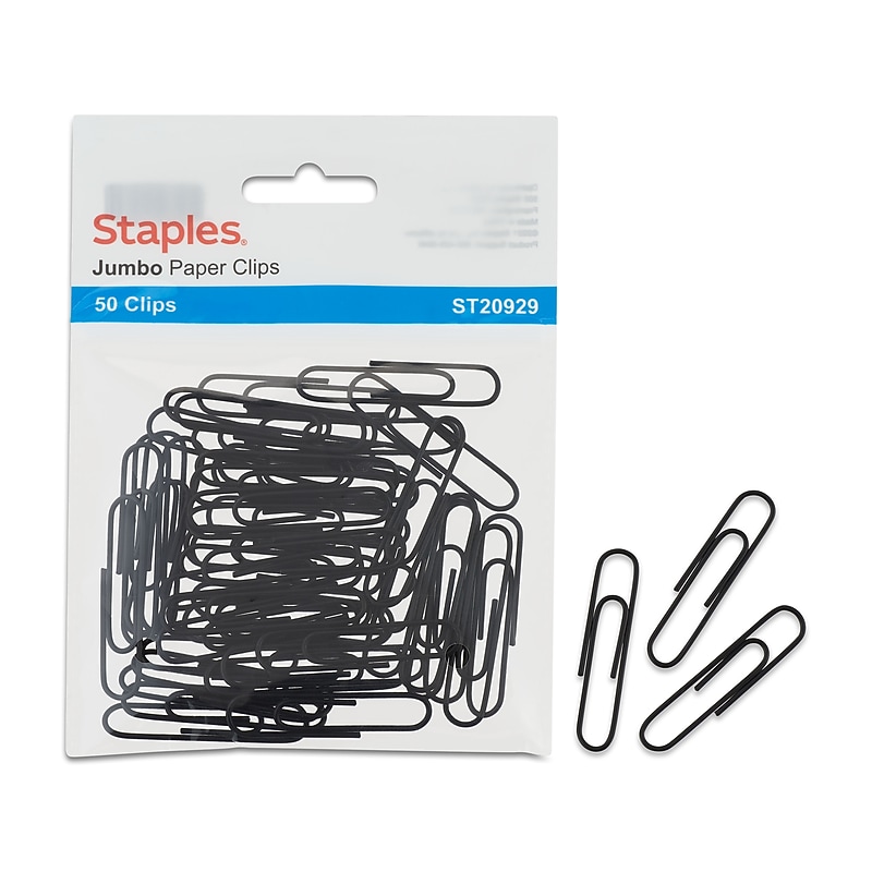 Staples Jumbo Paper Clips, Black, 50 Clips/Pack (20929) image 1