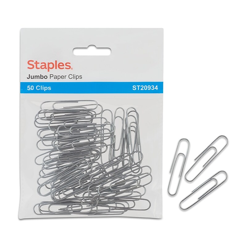 Staples Jumbo Paper Clips, Silver, 50 Clips/Pack (20934) image 1