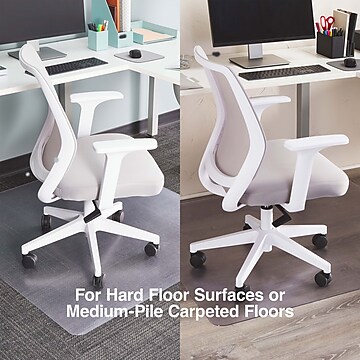 Staples 46" x 48'' Rectangular Medium Pile Carpet or Hard Floor Chair Mat, Vinyl (28816)