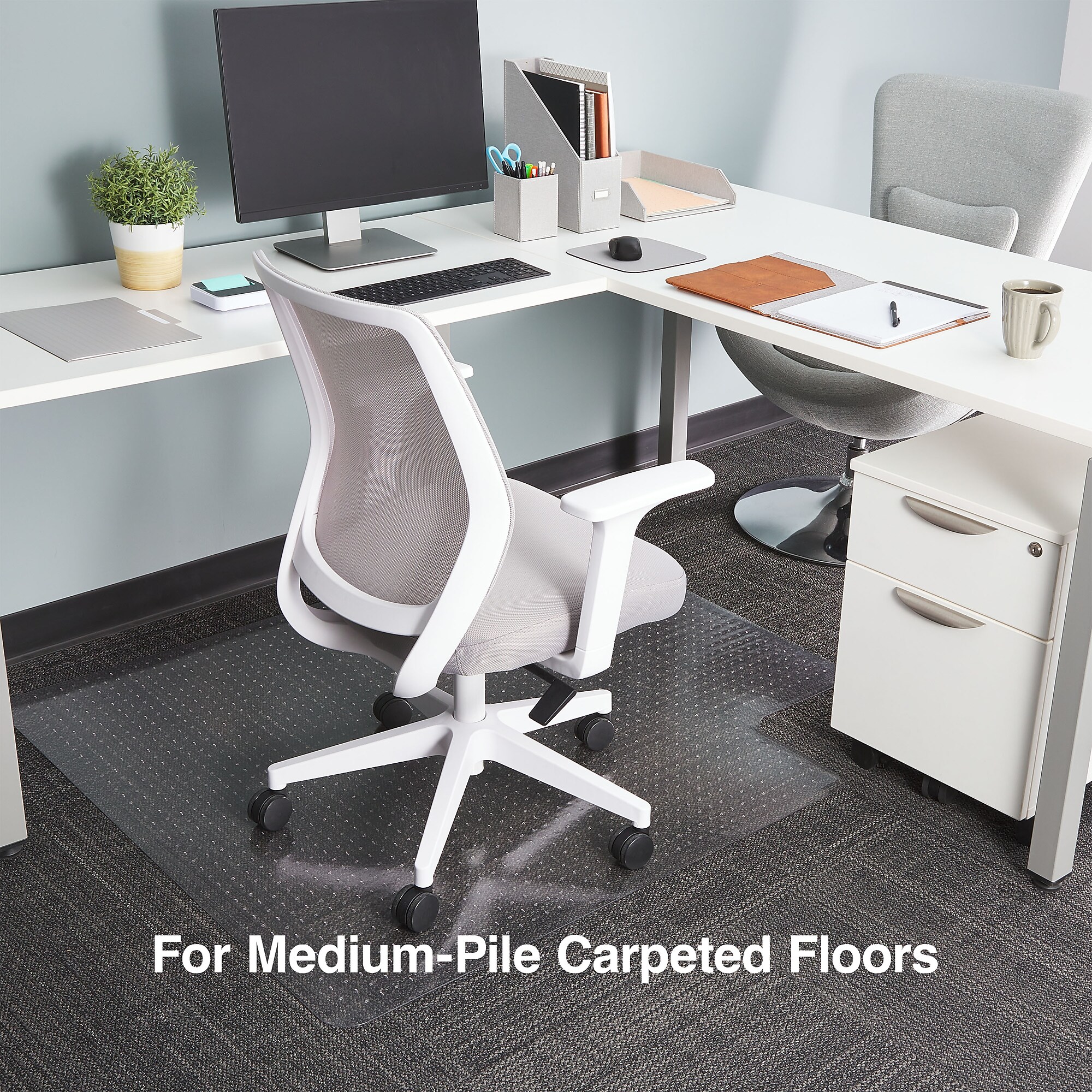 Staples Carpet Chair Mat with Lip, 45″ x 53”, Medium-Pile, Clear (20236-CC) Sansujyuku sansujyuku.com