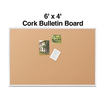 Staples Standard Durable Cork Bulletin Board, Aluminum Frame, 6'W x 4'H (28317-CC)