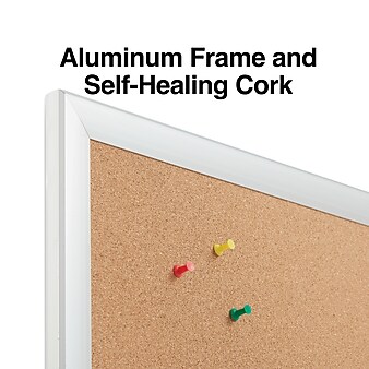 Staples Standard Durable Cork Bulletin Board, Aluminum Frame, 6'W x 4'H (28317-CC)