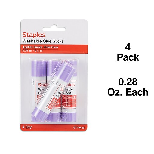 Staples Washable Glue Sticks, 0.28 oz., 4/Pack (ST10446/10446) Staples