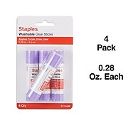 Staples Permanent Glue Sticks, 0.28 oz., 4/Pack (10446)