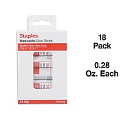 Staples Permanent Glue Sticks, .28 oz., 18/Pack (10449)