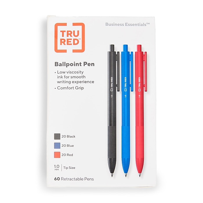 Staples 트루 레드™ 검정, 파랑, 빨강 볼펜 60개입 72% 할인 후 8.24불! + 무료배송