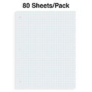 Staples® Graph Ruled Filler Paper, 8" x 10.5", White, 80 Sheets/Pack (ST40476B)