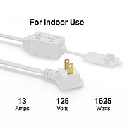 Staples 6' Extension Cord 3-Outlet, White (22134)