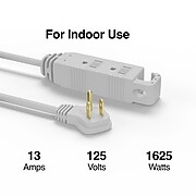 Staples 15' Extension Cord 3-Outlet with Safety Covers, Gray (22130)