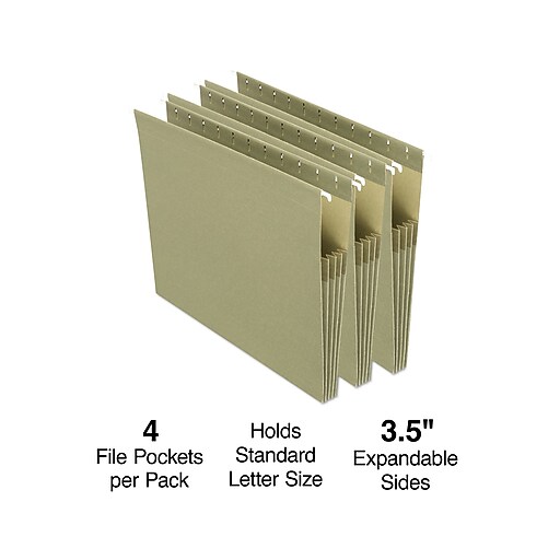 Staples Hanging File Pocket, 3 1/2" Expansion, Letter Size, Standard