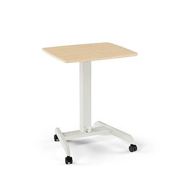 Union & Scale™ Essentials 30"-44"H Adjustable Standing Mobile Desk, Beigewood (UN60413-CC)