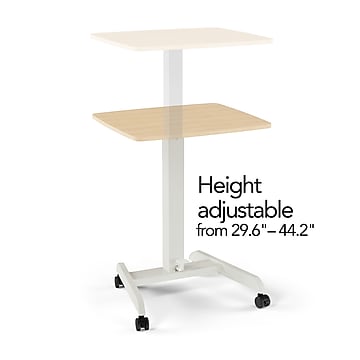 Union & Scale™ Essentials 30"-44"H Adjustable Standing Mobile Desk, Beigewood (UN60413-CC)
