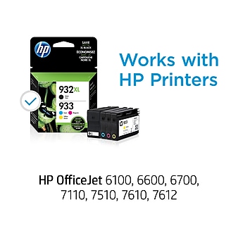 HP932XL/933 Black High Yield and Cyan/Magenta/Yellow Standard Yield Ink Cartridge, 4/Pack (N9H62FN#140)