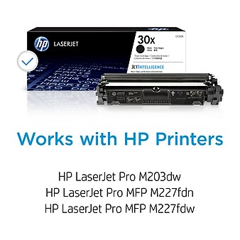 HP 30X Black High Yield Toner Cartridge, print up to 3500 pages