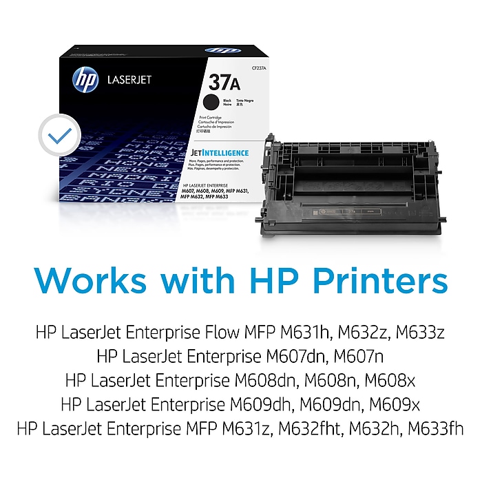 HP 37A Black Standard Yield Toner Cartridge, Prints Up to 11,000