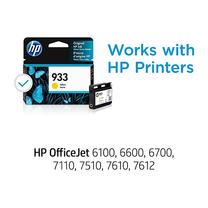 HP 933XL High-Yield Yellow Ink Cartridge, 825 Pages, (CN056AN)