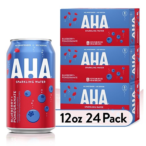 AHA Blueberry + Pomegranate Sparkling Water, 12 Fl. Oz., 24/Pack