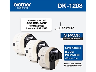Brother Genuine DK-12083PK Die-Cut Large Address Labels, Die-Cut, 3 Rolls Per Box