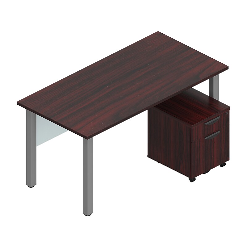 Offices To Go Superior 60" Workstation Desk Bundle, American Mahogany (TDOTG19-AML) image 1