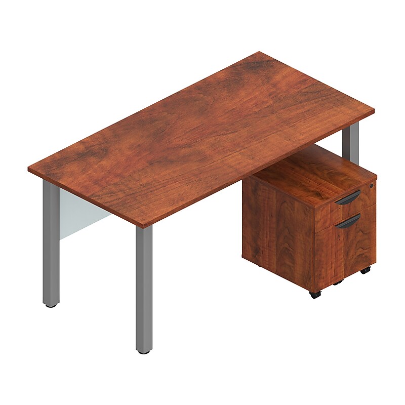 Offices To Go Superior 60" Workstation Desk Bundle, American Dark Cherry (TDOTG19-ADC) image 1