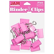 JAM Paper® Colorful Binder Clips, Medium, 1 1/4 Inch (32mm), Pink Binderclips, 15/Pack (339BCPI)