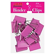 JAM Paper® Colorful Binder Clips, Large, 1 1/2 Inch (41mm), Pink Binderclips, 12/Pack (340BCpi)