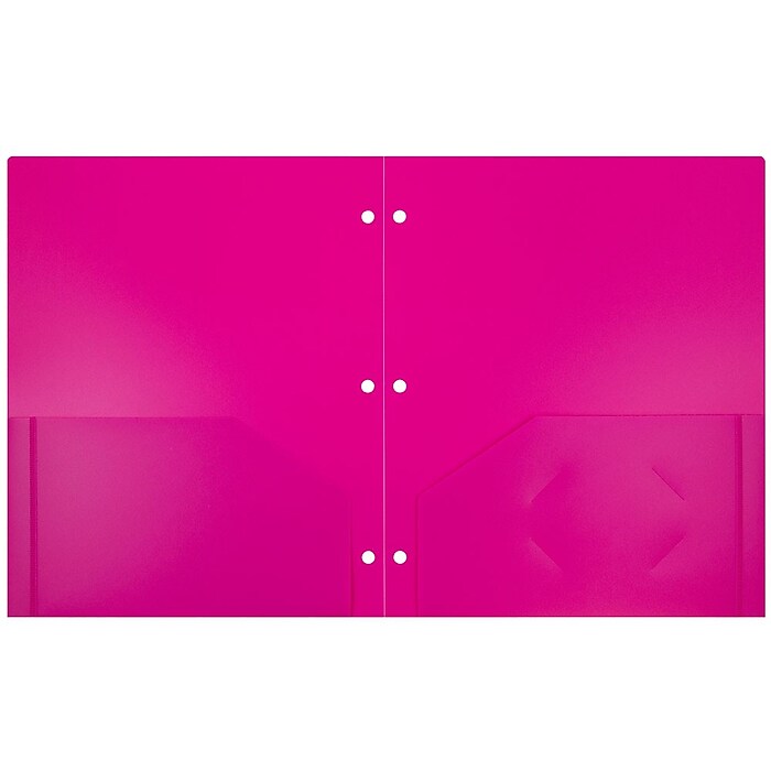 JAM Paper Heavy Duty 3-Hole Punched Plastic 2-Pocket Folders