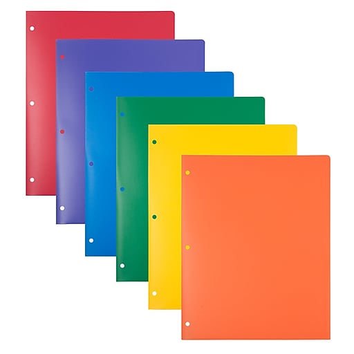 8.5 x 11 2 Pocket Laminated Assorted Color Folders 3 Holes