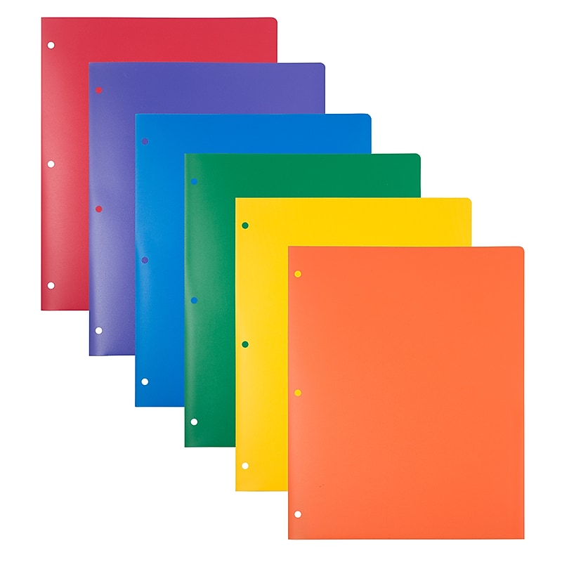 JAM Paper Heavy Duty 3-Hole Punched 2-Pocket Folder, Multicolored, Assorted Colors, 6/Pack (383HHPRGBYPBL) image 1