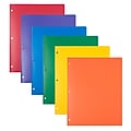 JAM Paper Heavy Duty 3-Hole Punched 2 Pocket School Folder, Assorted Colors, 6/Pack (383HHPRGBYPBL)