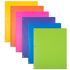 JAM Paper Heavy Duty 3-Hole Punched Plastic 2-Pocket Folders